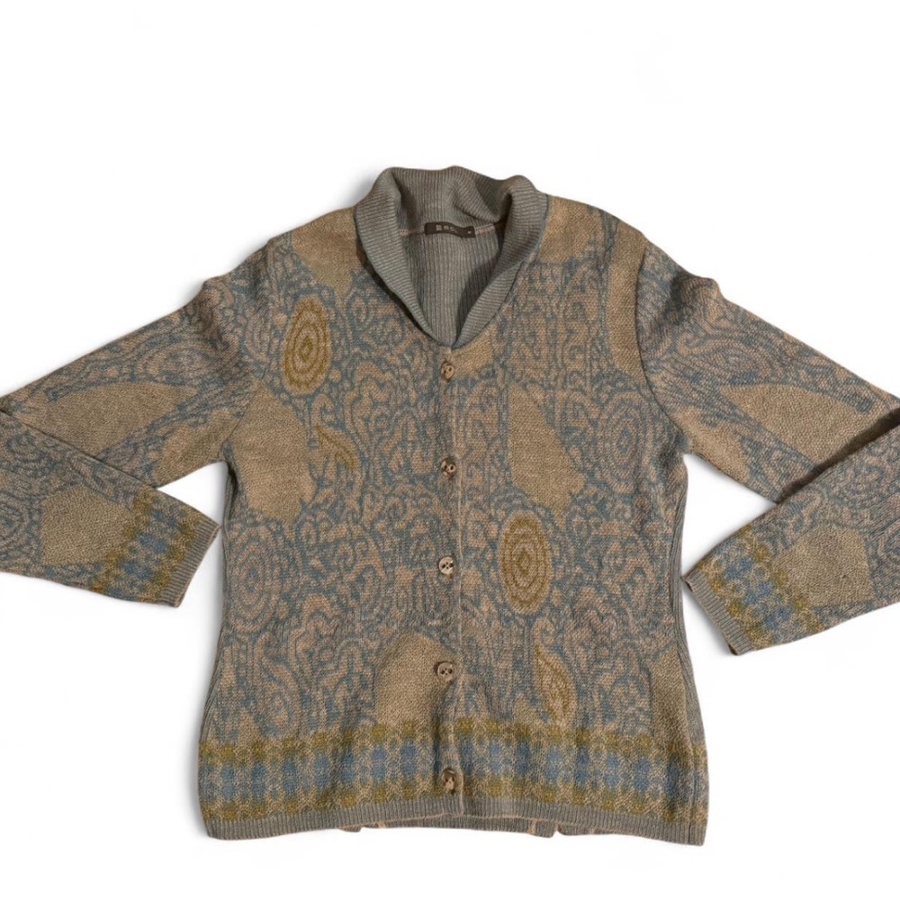 SOL 100% Alpaca Patterned Cardigan Sweater